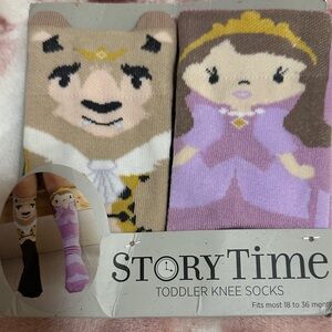 Princess and Beast Toddler Knee Socks - Tan and Purple